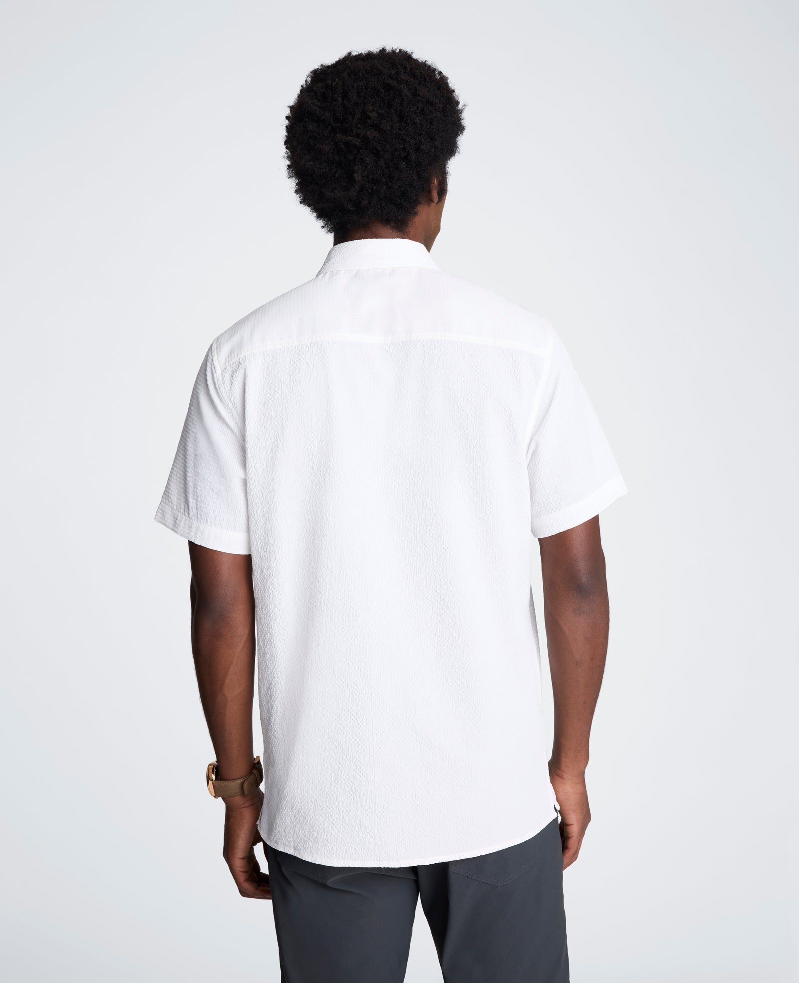 Slim Fit Short-Sleeve Mixed-Media Sport Shirt | Kenneth Cole WHITE