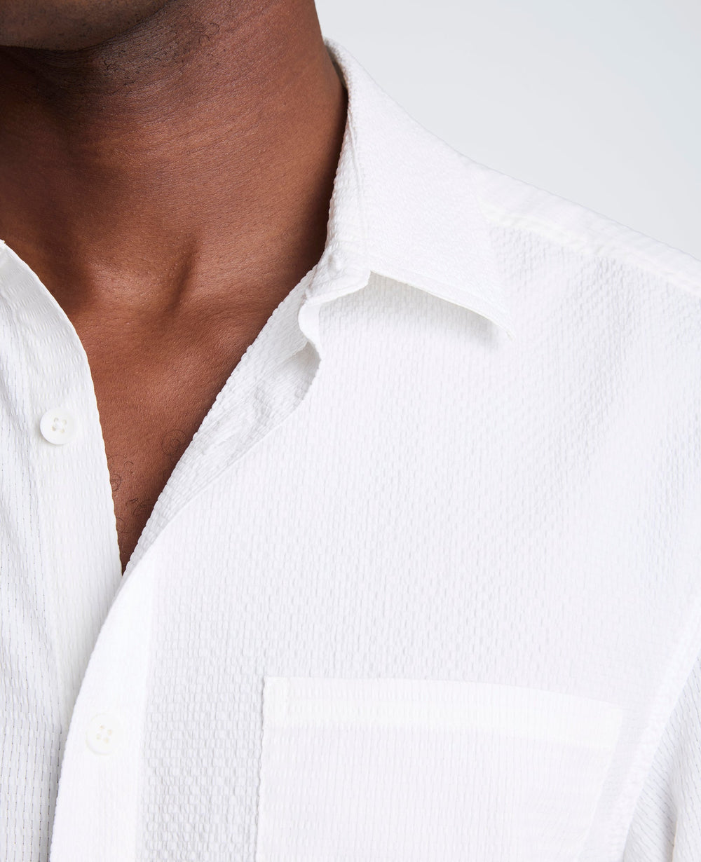 Slim Fit Short-Sleeve Mixed-Media Sport Shirt | Kenneth Cole WHITE