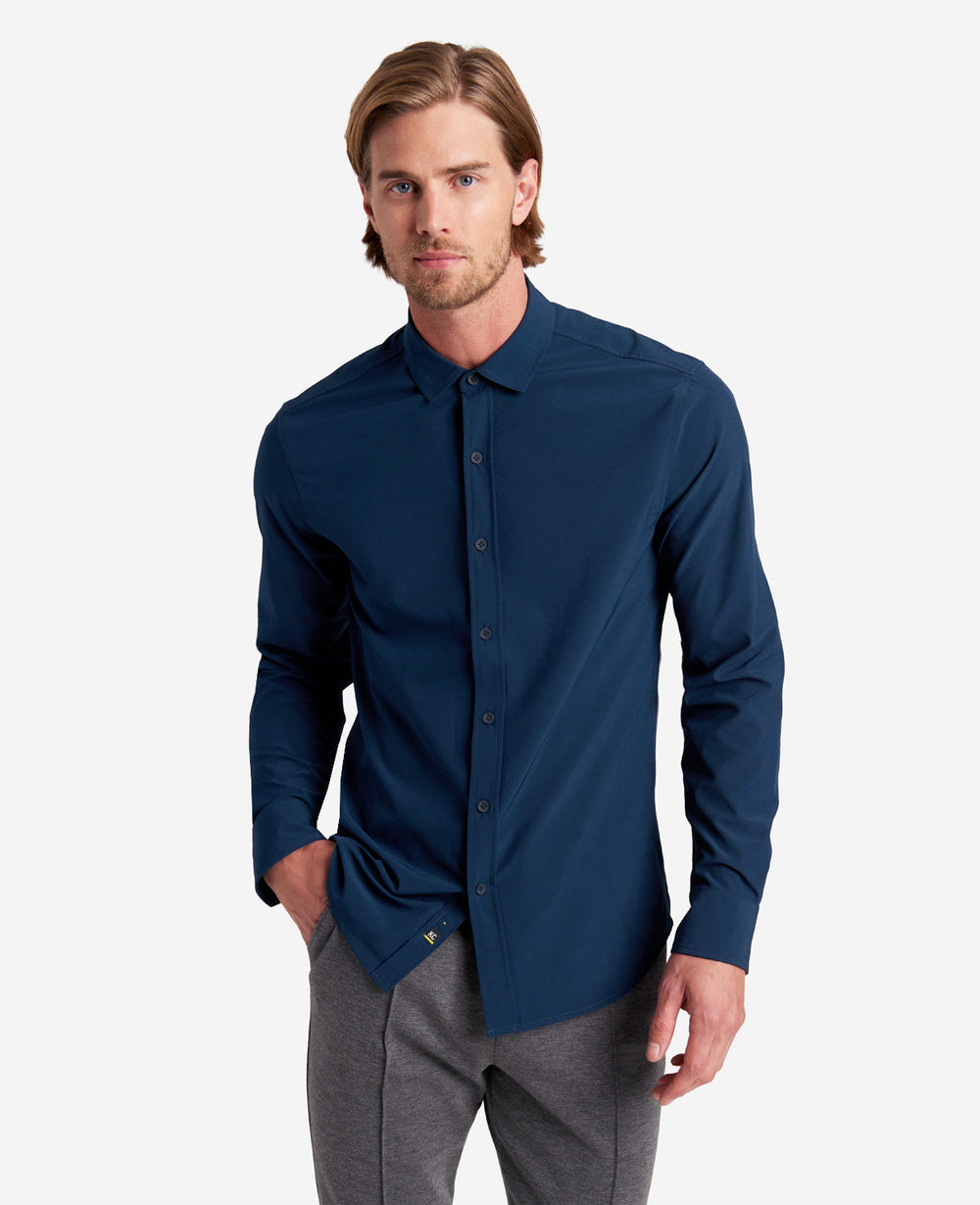 Water-Resistant Stretch Long-Sleeve Sport Shirt | Kenneth Cole | Kenneth Cole NAVY