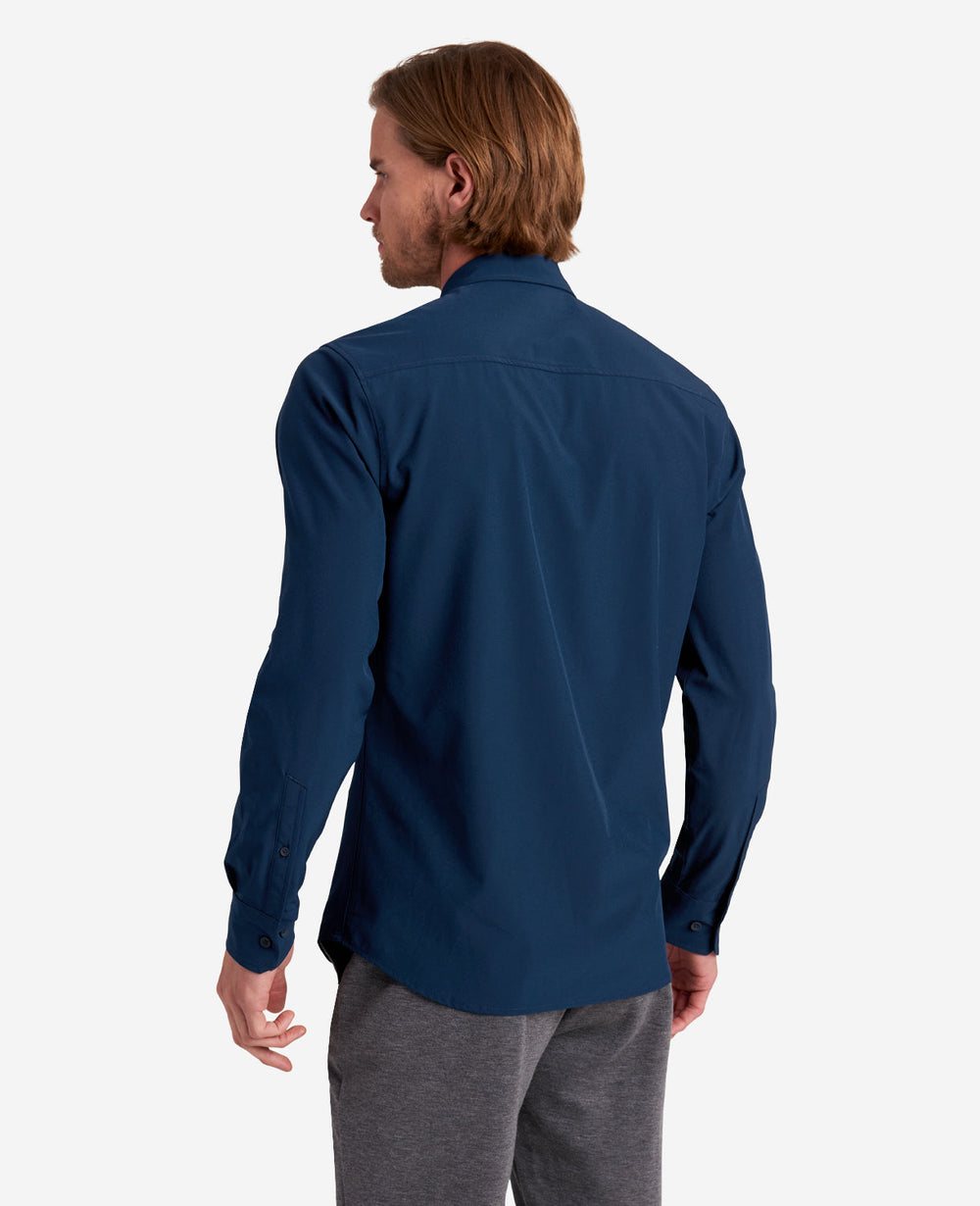 Water-Resistant Stretch Long-Sleeve Sport Shirt | Kenneth Cole | Kenneth Cole NAVY