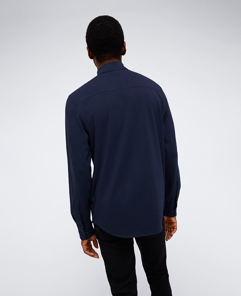 Shop Men’s Navy Stretch Button-Down Shirt with Pocket | KC | Kenneth Cole NAVY