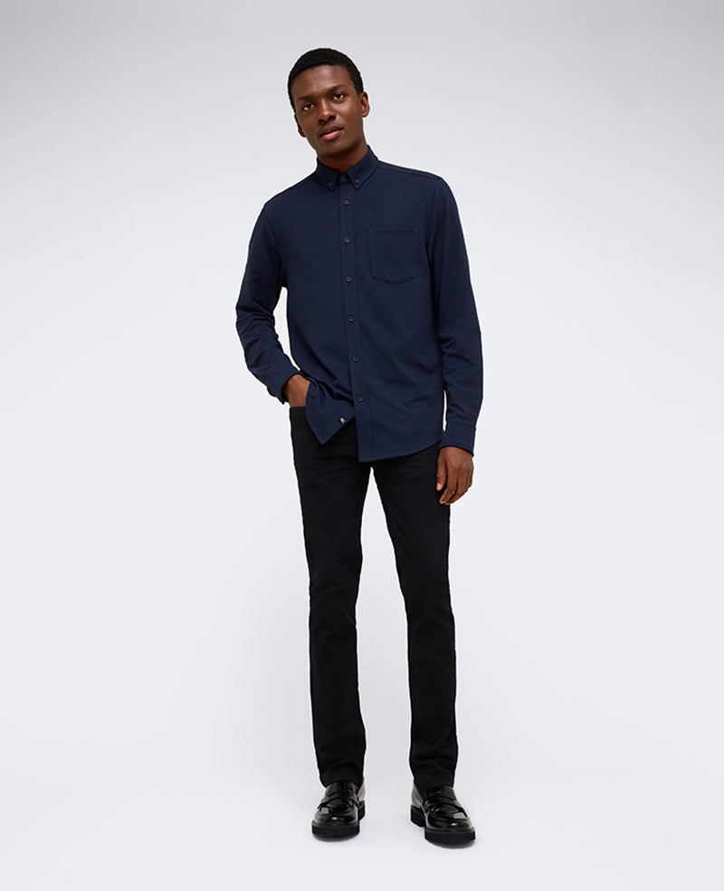 Shop Men’s Navy Stretch Button-Down Shirt with Pocket | KC | Kenneth Cole NAVY