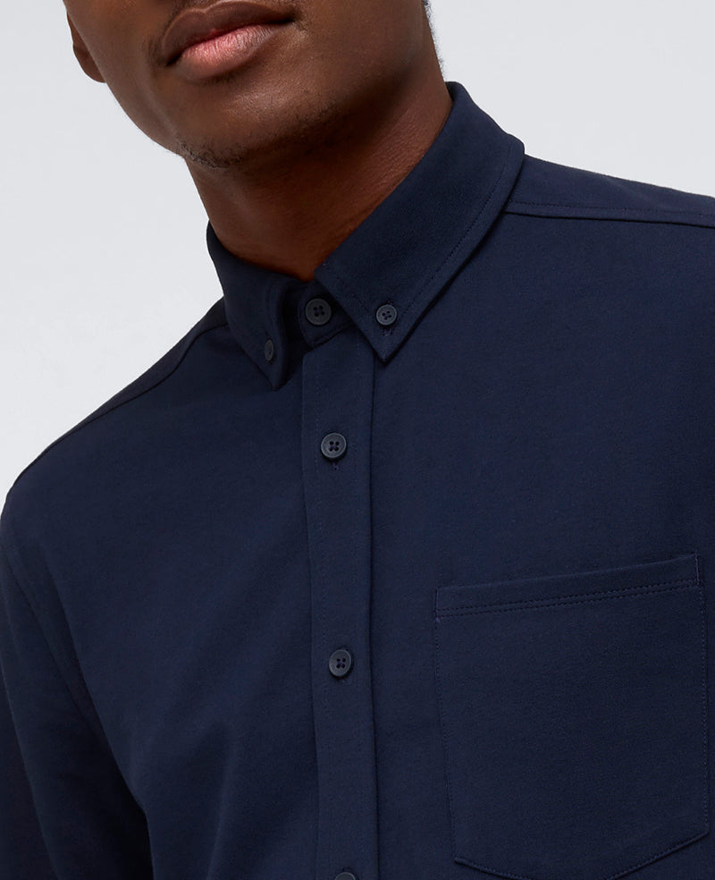 Shop Men’s Navy Stretch Button-Down Shirt with Pocket | KC | Kenneth Cole NAVY