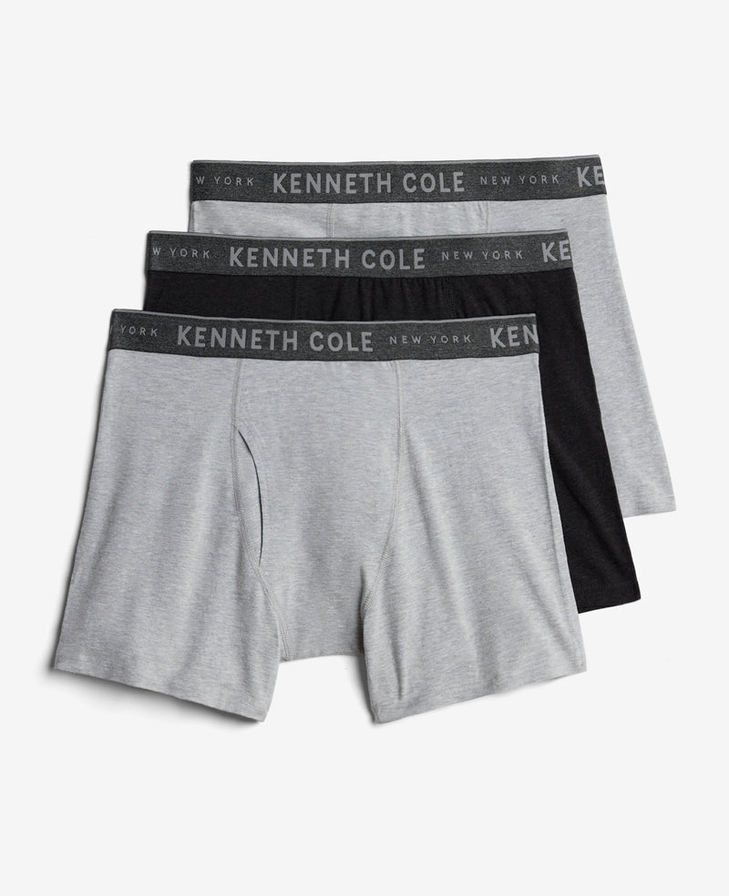 Shop Stretch Boxer Briefs 3-Pack Charcoal | Kenneth Cole | Kenneth Cole BLACK / HEATHER CHAR-COLE
