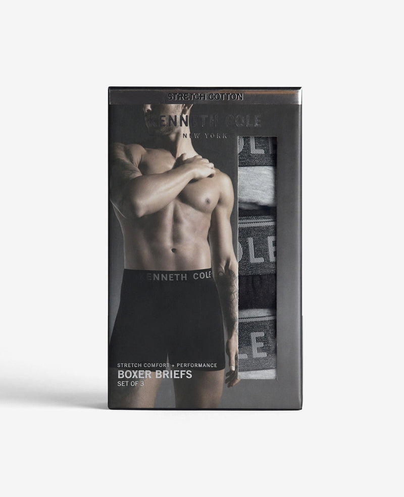 Shop Stretch Boxer Briefs 3-Pack Charcoal | Kenneth Cole | Kenneth Cole BLACK / HEATHER CHAR-COLE