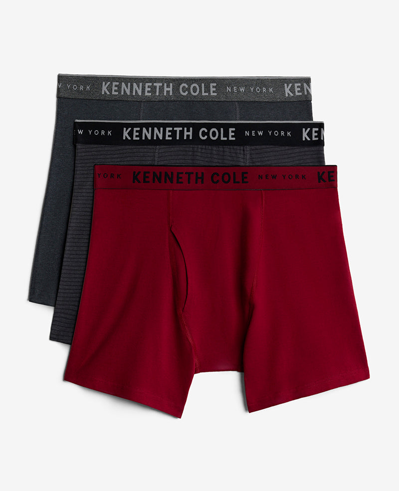 Shop 3-Pack Micro Stretch Boxer Briefs – Classic Comfort | KC | Kenneth Cole BLACK/GREY/RED