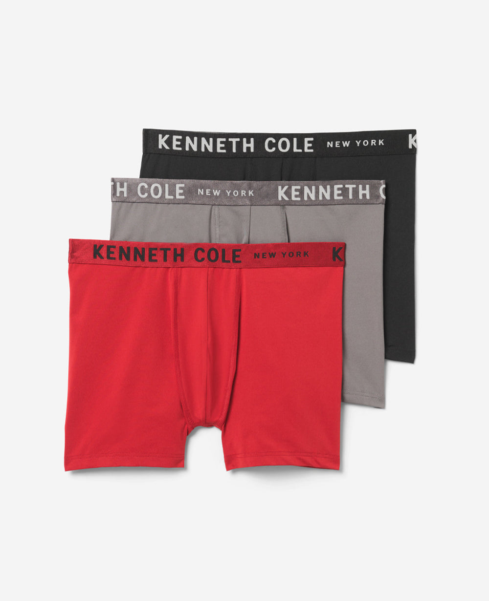 Shop 3-Pack Micro Stretch Boxer Briefs – Cotton Comfort | KC | Kenneth Cole BLACK/RED/GRANITE
