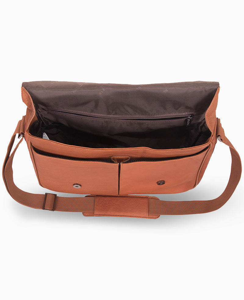 Leather Messenger Bag – 15.6” Laptop Ready | Kenneth Cole | Kenneth Cole COGNAC