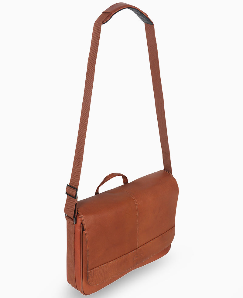 Leather Messenger Bag – 15.6” Laptop Ready | Kenneth Cole | Kenneth Cole COGNAC