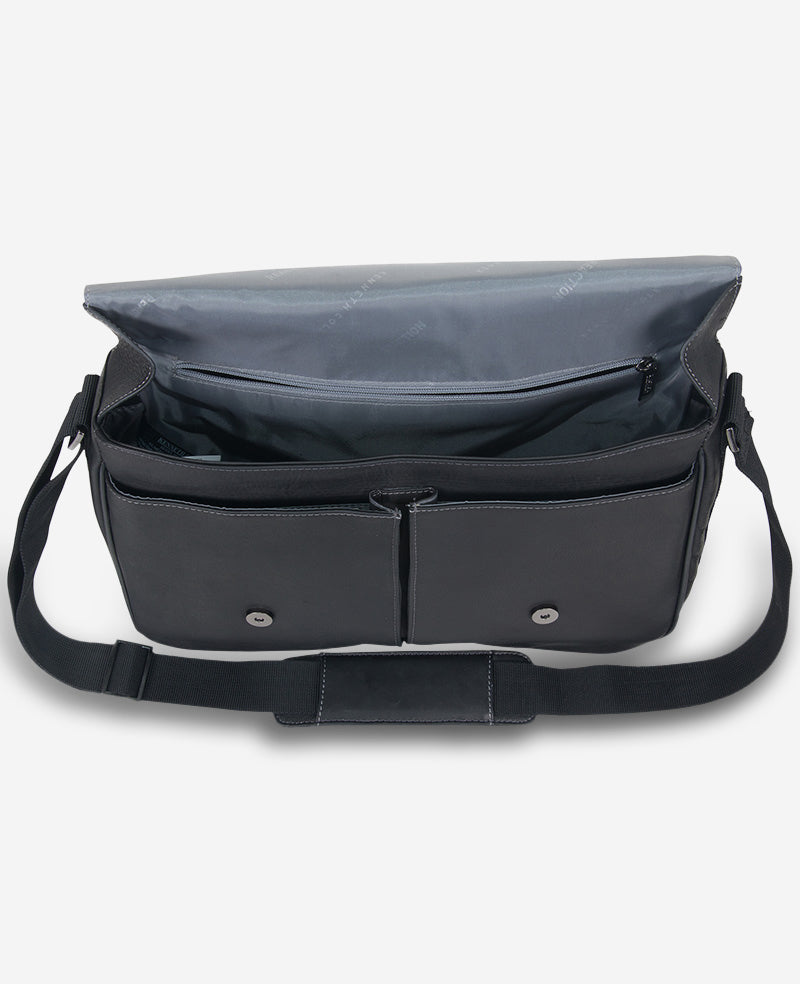 Leather Messenger Bag – 15.6” Laptop Ready | Kenneth Cole | Kenneth Cole BLACK