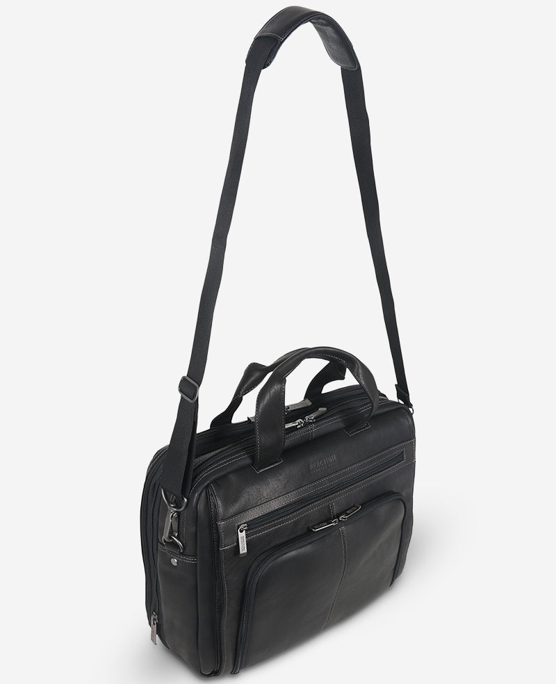 Colombian Leather Top Zip Messenger Bag | Kenneth Cole BLACK