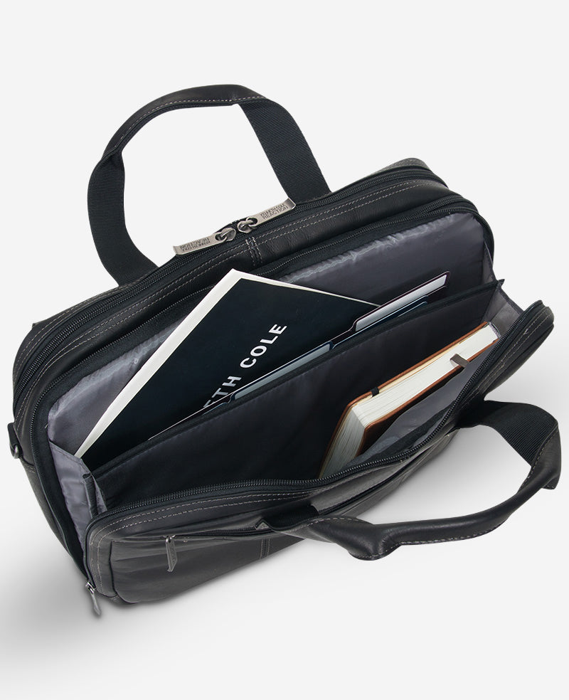 Colombian Leather Top Zip Messenger Bag | Kenneth Cole BLACK