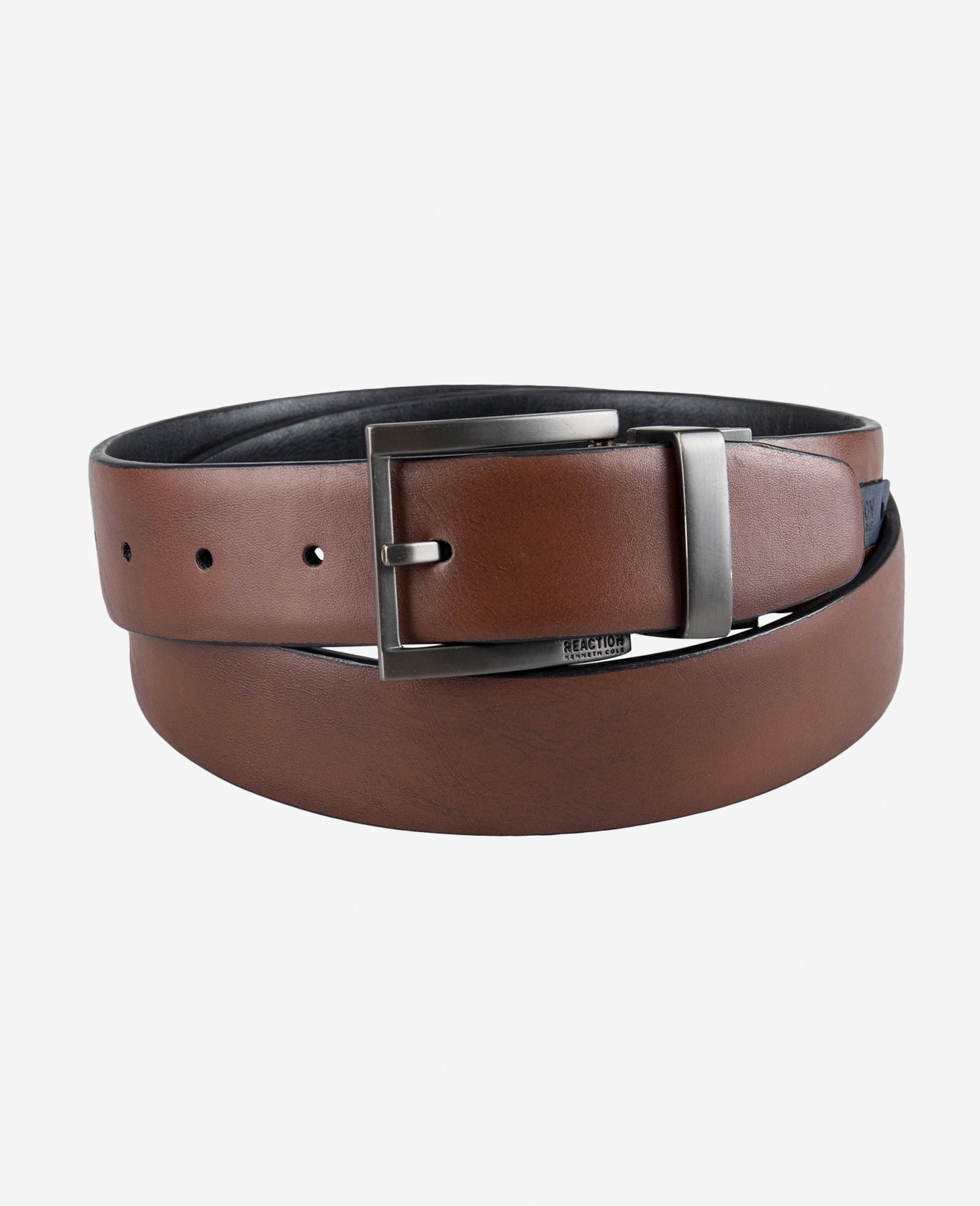 Stretch Reversible Logo Inset Tab Belt | Kenneth Cole BROWN/BLACK