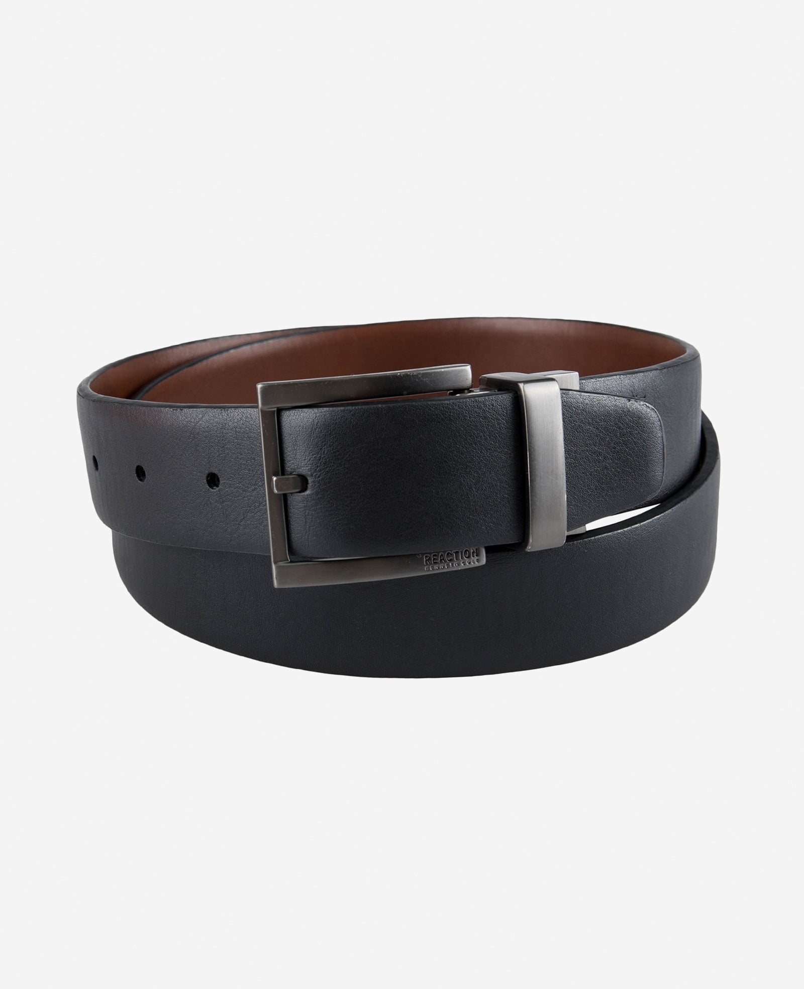 Stretch Reversible Logo Inset Tab Belt | Kenneth Cole BROWN/BLACK