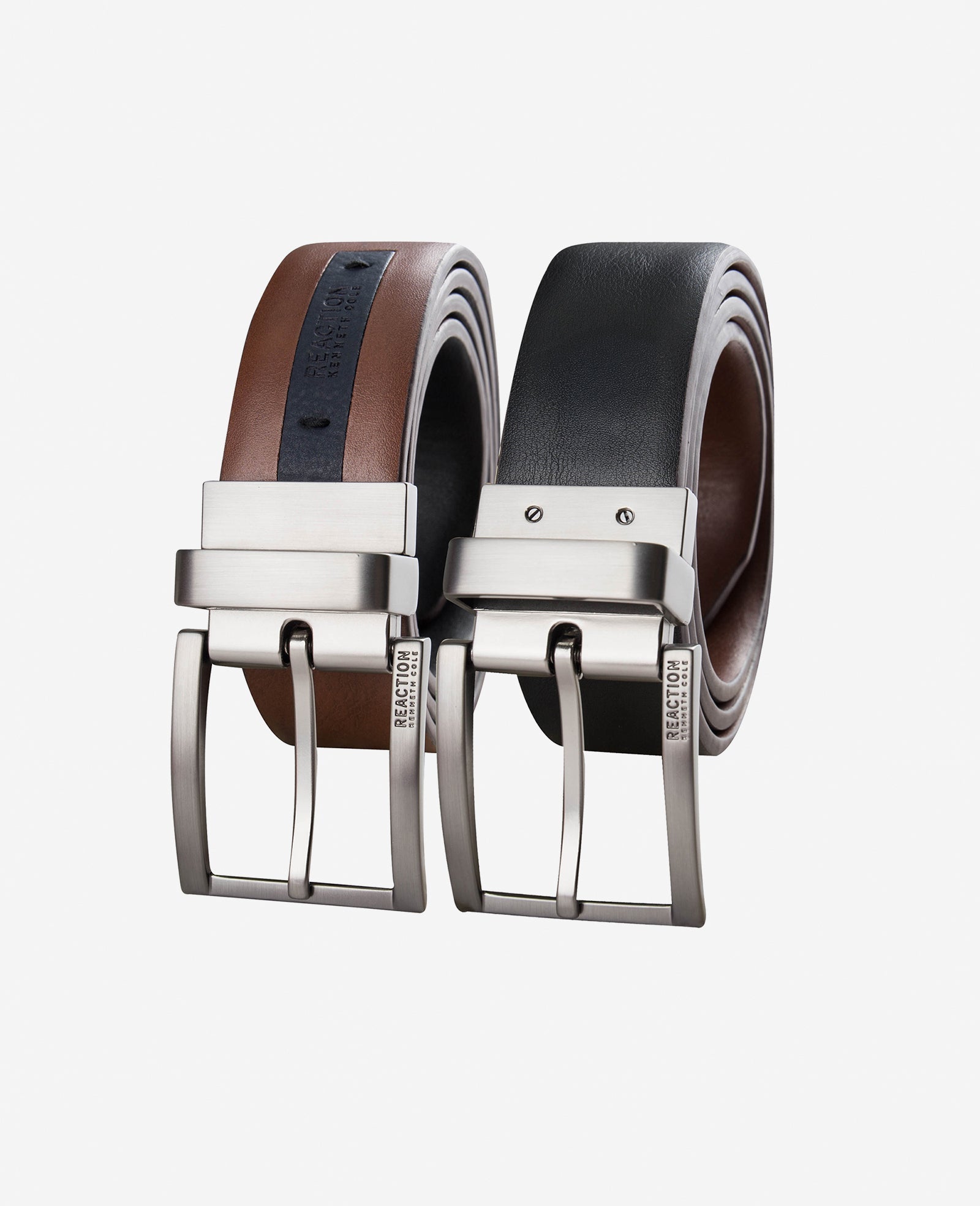 Stretch Reversible Logo Inset Tab Belt | Kenneth Cole BROWN/BLACK