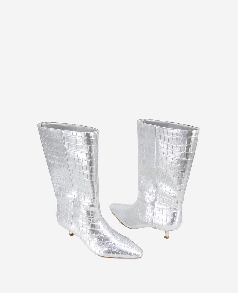 Shop Meryl Silver Croco Leather Bootie | Kenneth Cole | Kenneth Cole SILVER CROCO