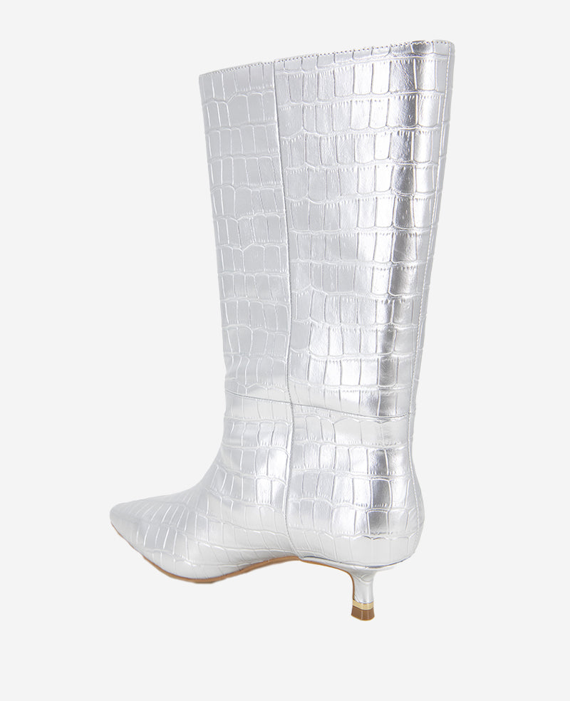 Shop Meryl Silver Croco Leather Bootie | Kenneth Cole | Kenneth Cole SILVER CROCO