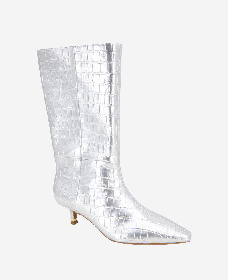 Shop Meryl Silver Croco Leather Bootie | Kenneth Cole | Kenneth Cole SILVER CROCO