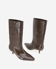 Meryl Leather Croco Bootie | Kenneth Cole DARK BROWN