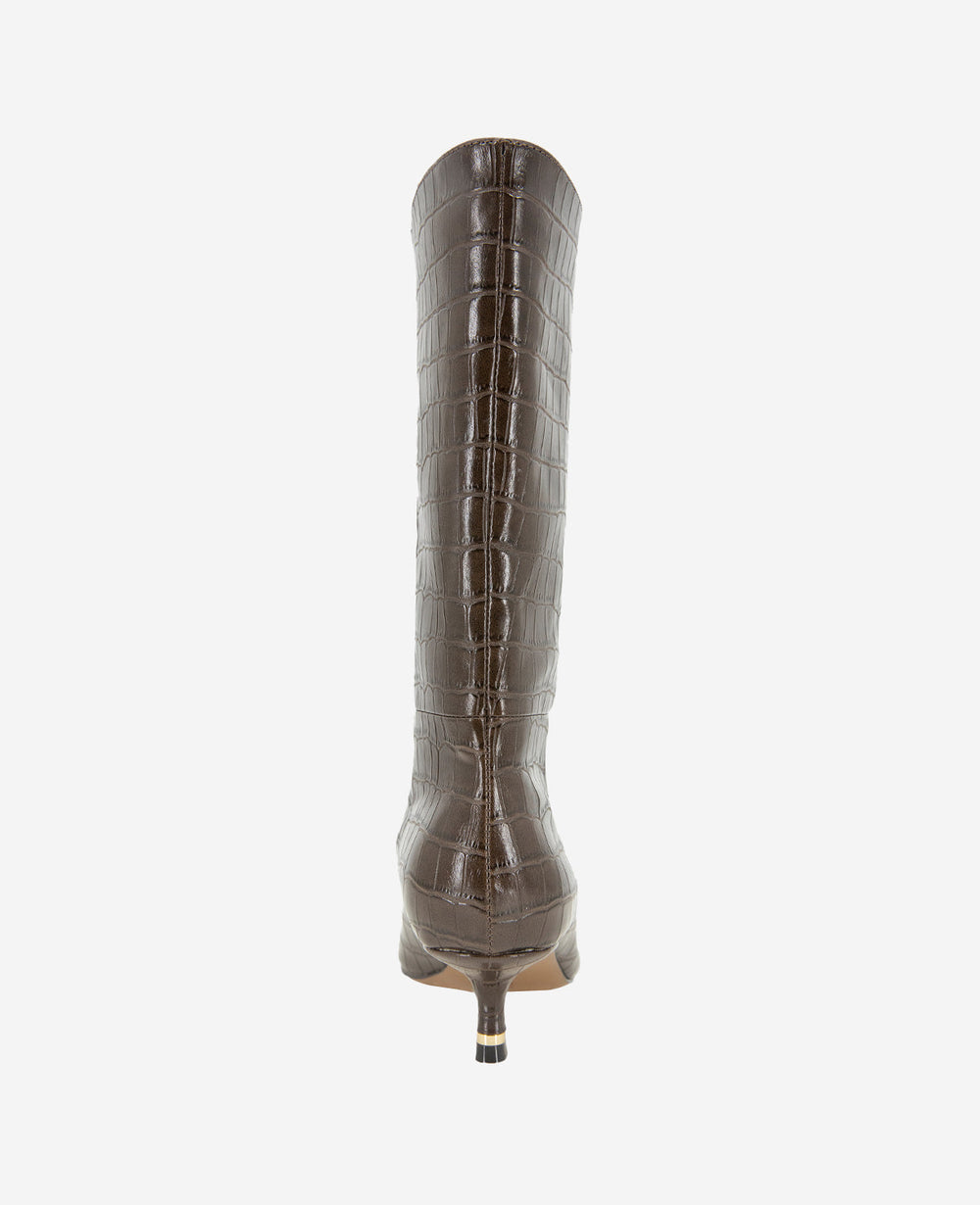 Meryl Leather Croco Bootie | Kenneth Cole DARK BROWN
