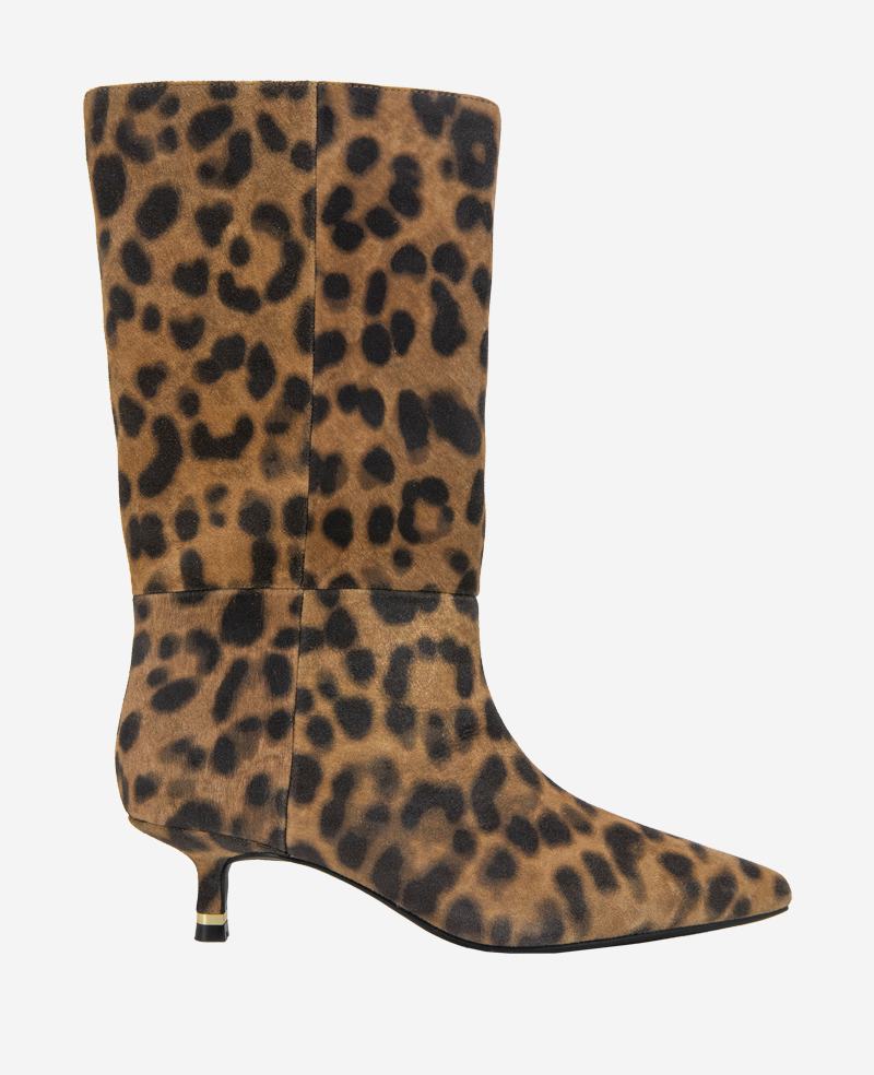 Shop Meryl Leopard Suede Boot – Kitten Heel | Kenneth Cole | Kenneth Cole LEOPARD SUEDE