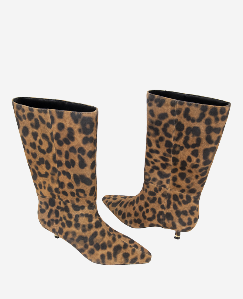 Shop Meryl Leopard Suede Boot – Kitten Heel | Kenneth Cole | Kenneth Cole LEOPARD SUEDE