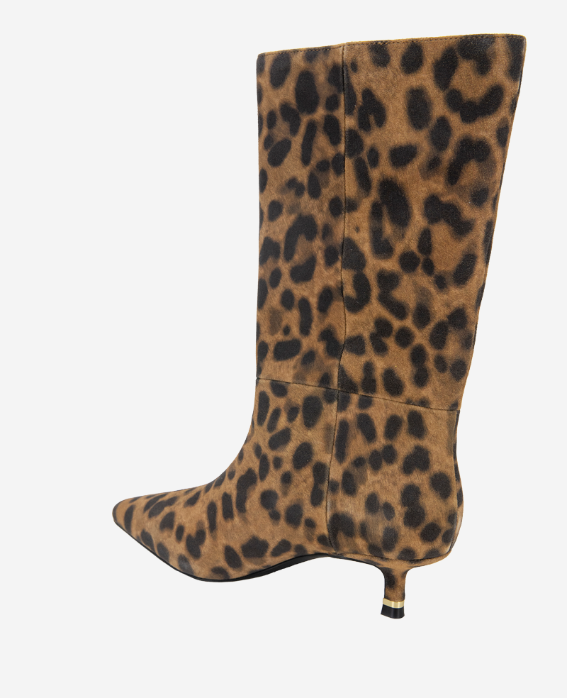 Shop Meryl Leopard Suede Boot – Kitten Heel | Kenneth Cole | Kenneth Cole LEOPARD SUEDE