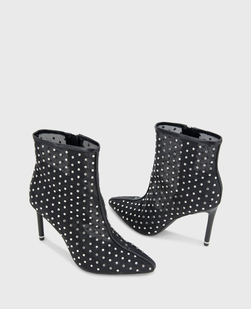 Quincy Mesh Micro Stud Heel Ankle Bootie | Kenneth Cole BLACK MESH