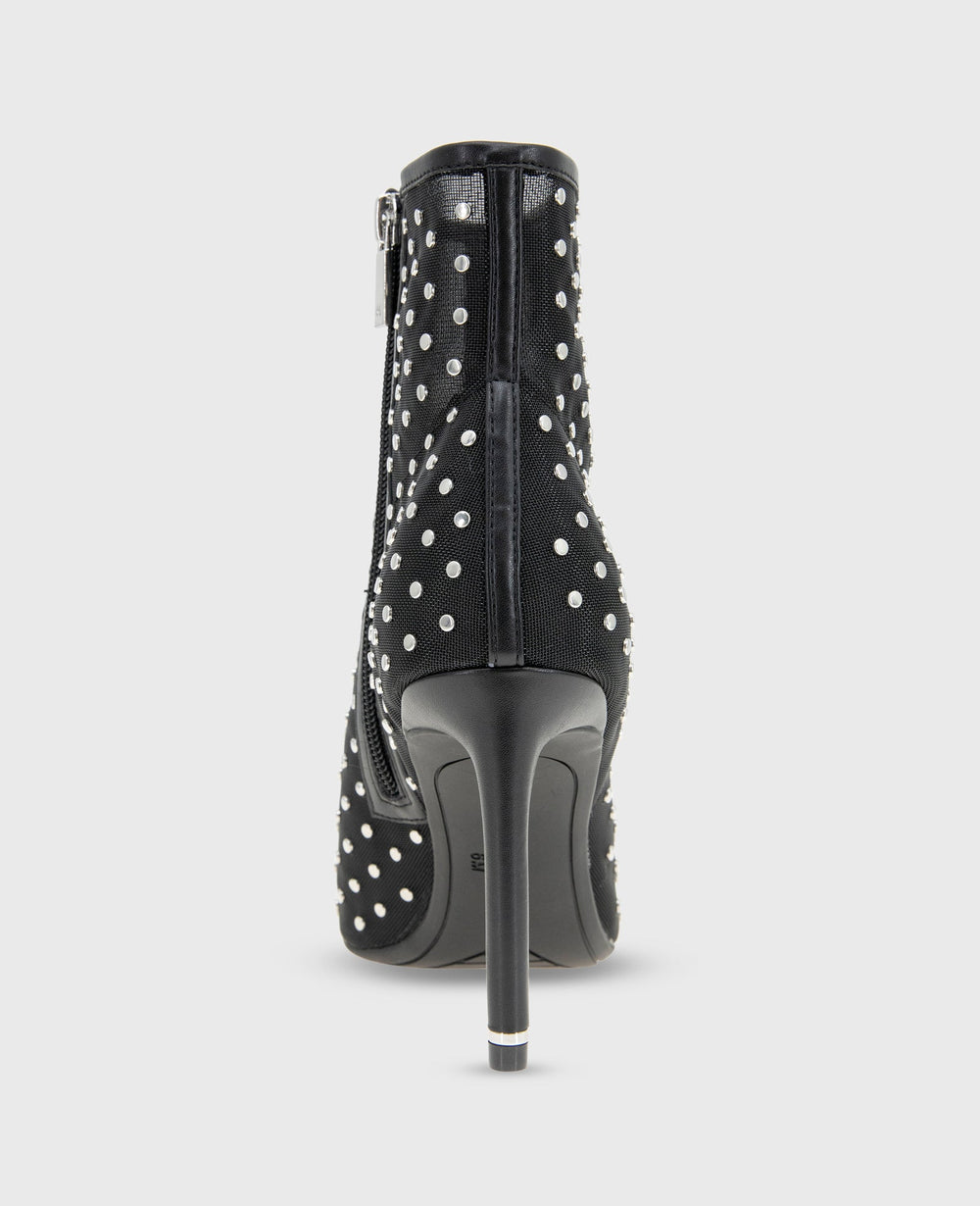 Quincy Mesh Micro Stud Heel Ankle Bootie | Kenneth Cole BLACK MESH