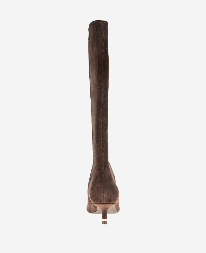 Shop Meridith Stretch Boot in Chocolate Suede | Kenneth Cole | Kenneth Cole CHOCOLATE MICRO