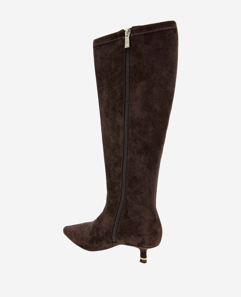 Shop Meridith Stretch Boot in Chocolate Suede | Kenneth Cole | Kenneth Cole CHOCOLATE MICRO