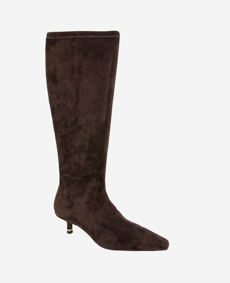 Shop Meridith Stretch Boot in Chocolate Suede | Kenneth Cole | Kenneth Cole CHOCOLATE MICRO