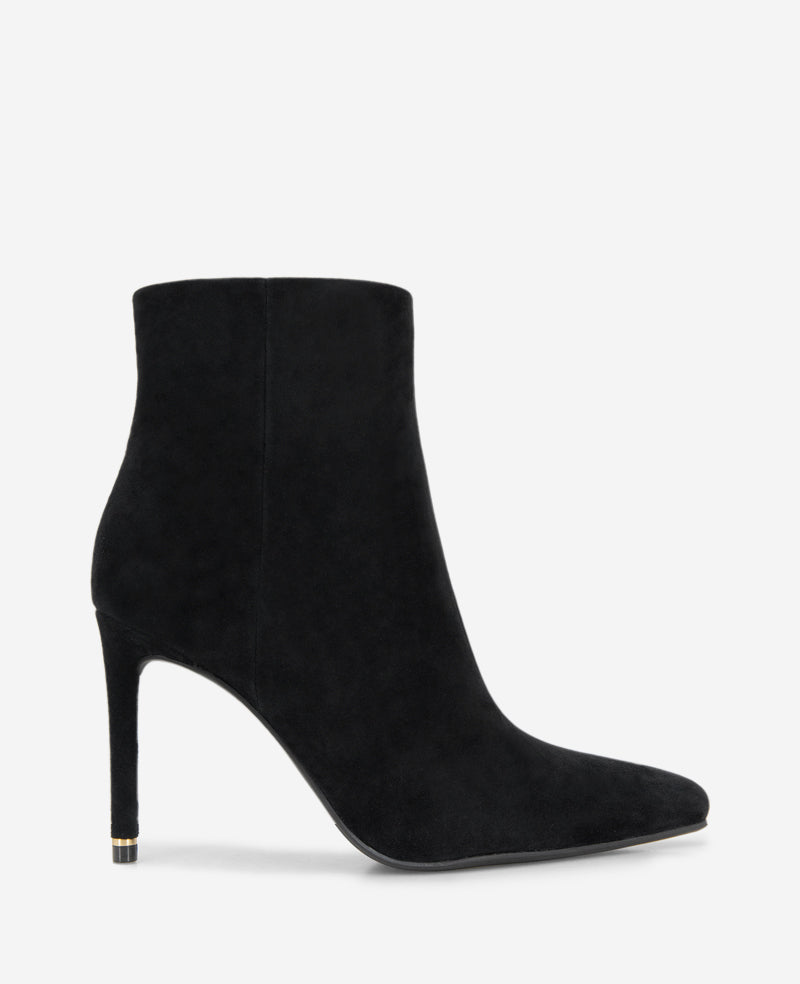Shop Quincy Suede Heel Ankle Bootie in Black | Kenneth Cole | Kenneth Cole BLACK SUEDE