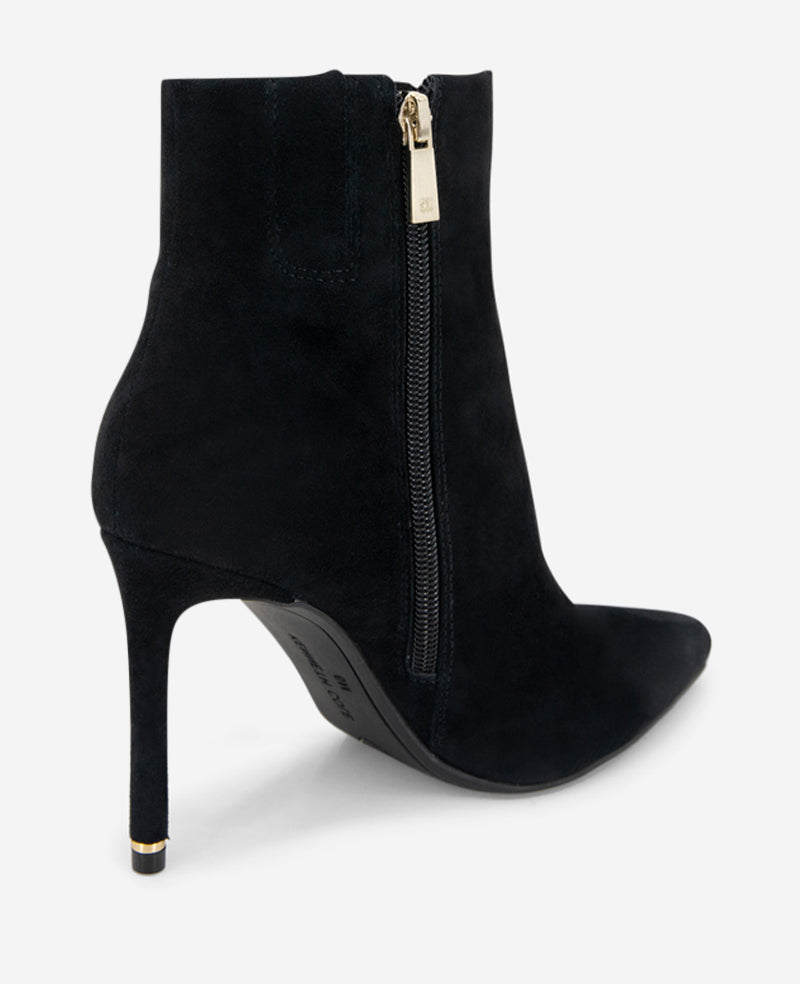 Shop Quincy Suede Heel Ankle Bootie in Black | Kenneth Cole | Kenneth Cole BLACK SUEDE