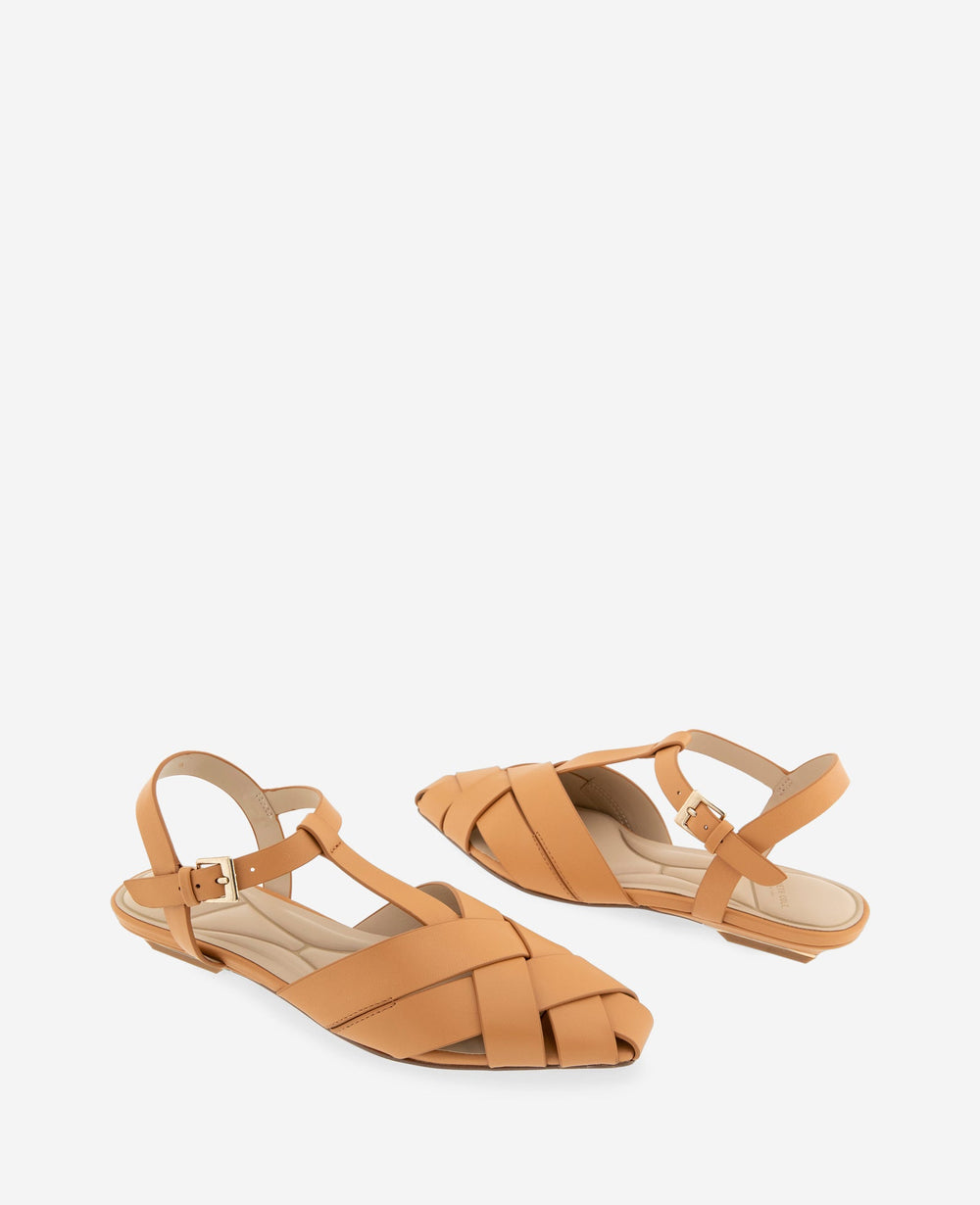Bindy Woven Leather T-Strap Sandal | Kenneth Cole BUTTER LEATHER