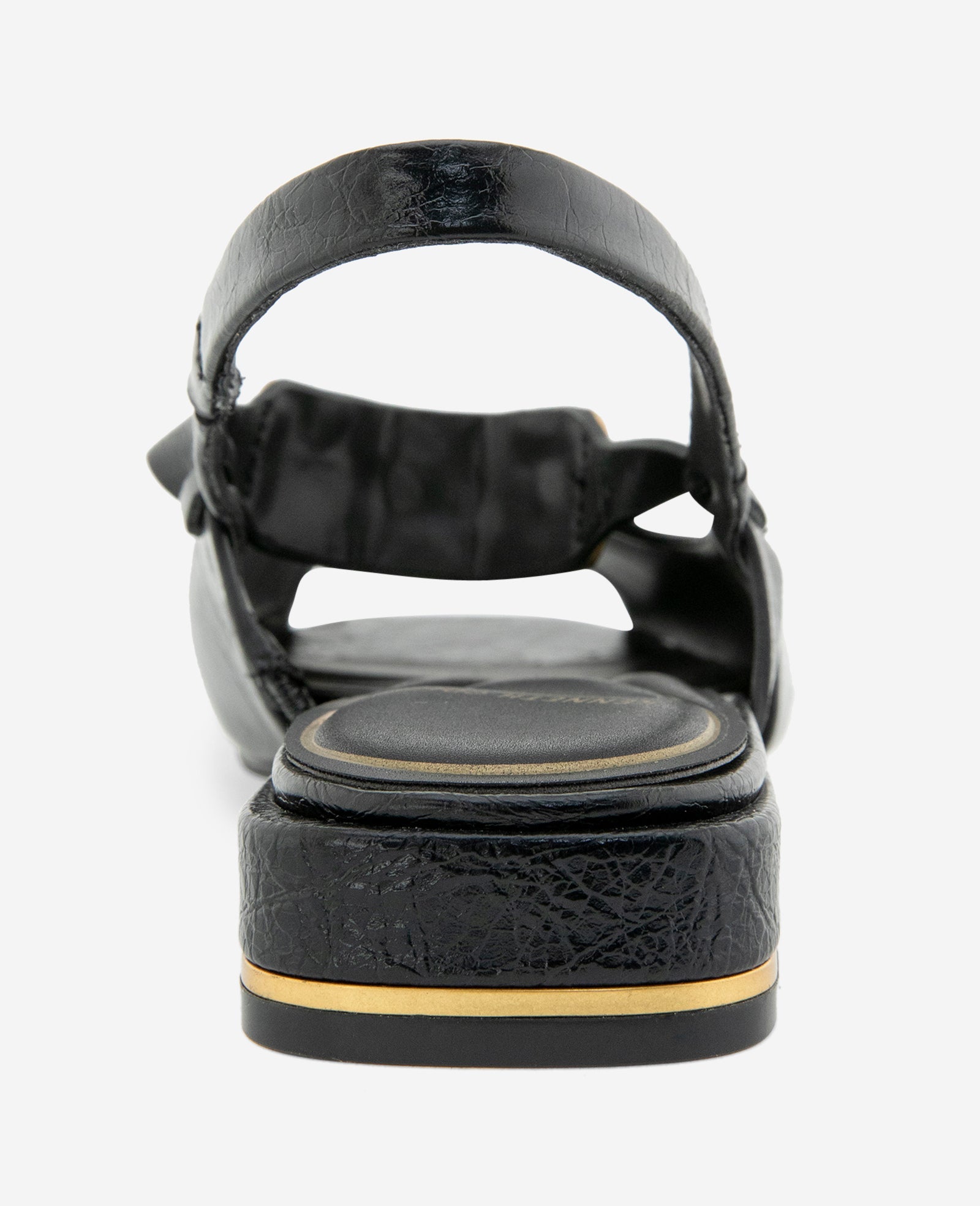 Illia Patent Open Toe Hardware Flat Slingback | Kenneth Cole BLACK PATENT