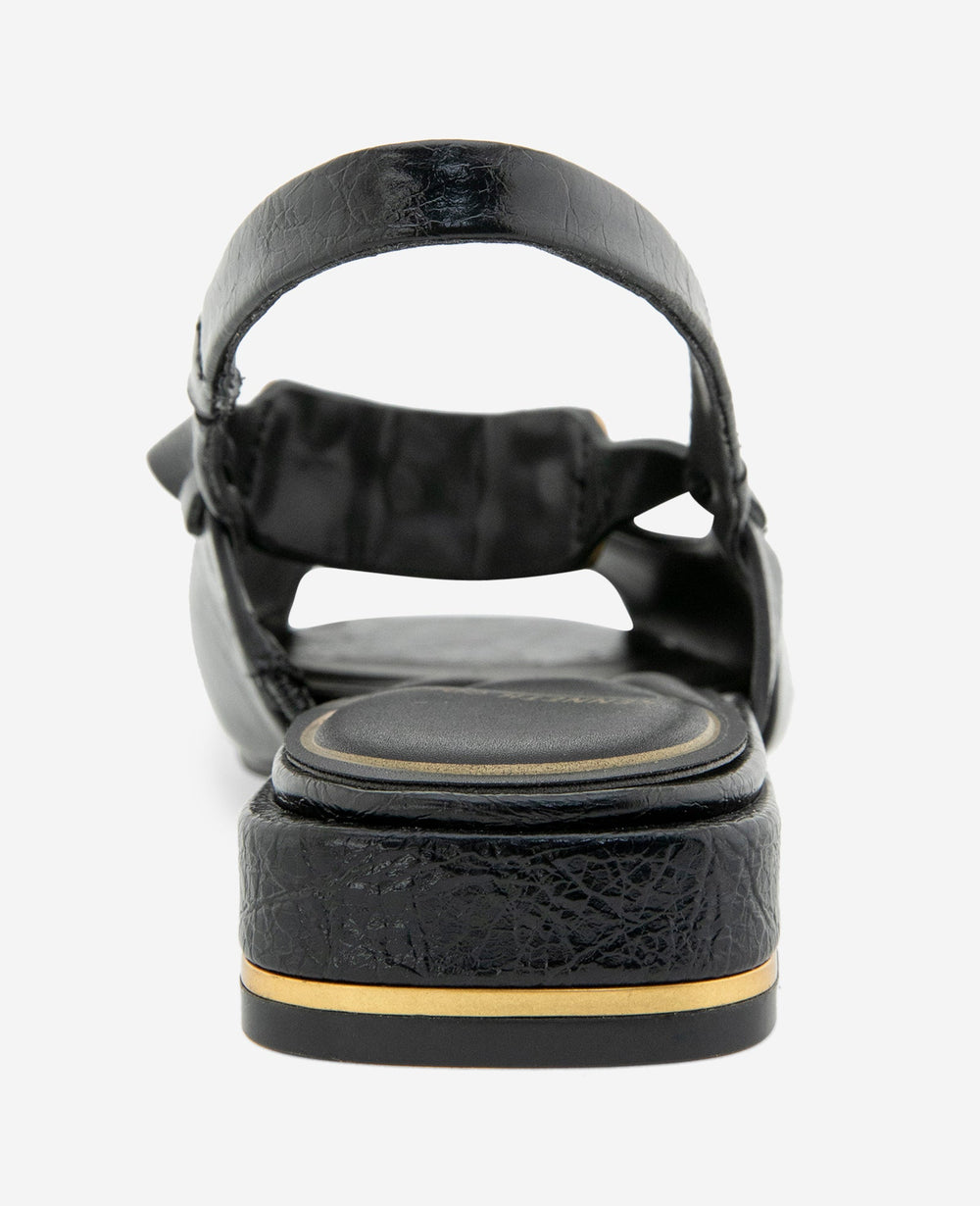 Illia Patent Open Toe Hardware Flat Slingback | Kenneth Cole BLACK PATENT
