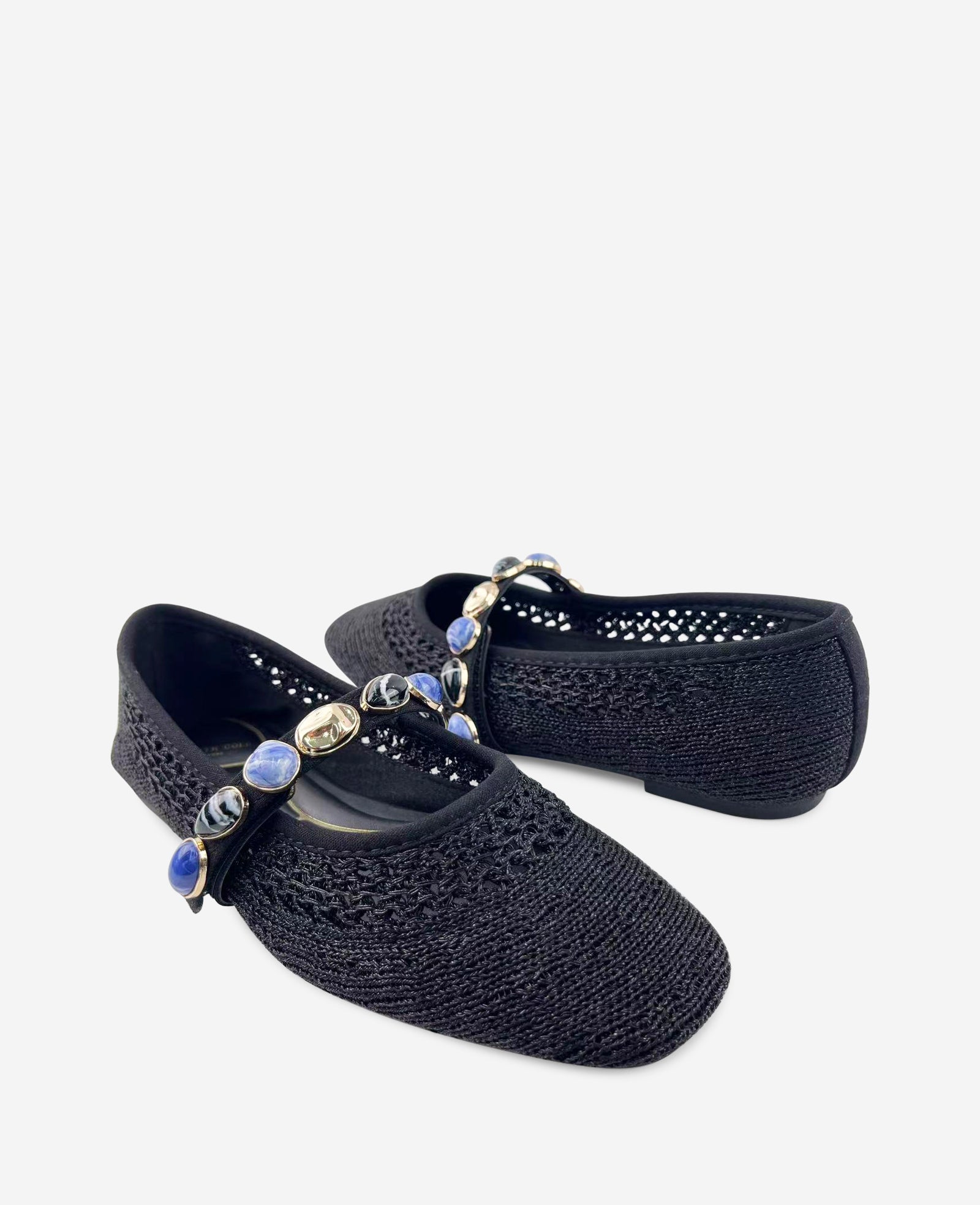 Zeta Woven Knit Stone Embellished Ballet Flat | Kenneth Cole BLACK KNIT