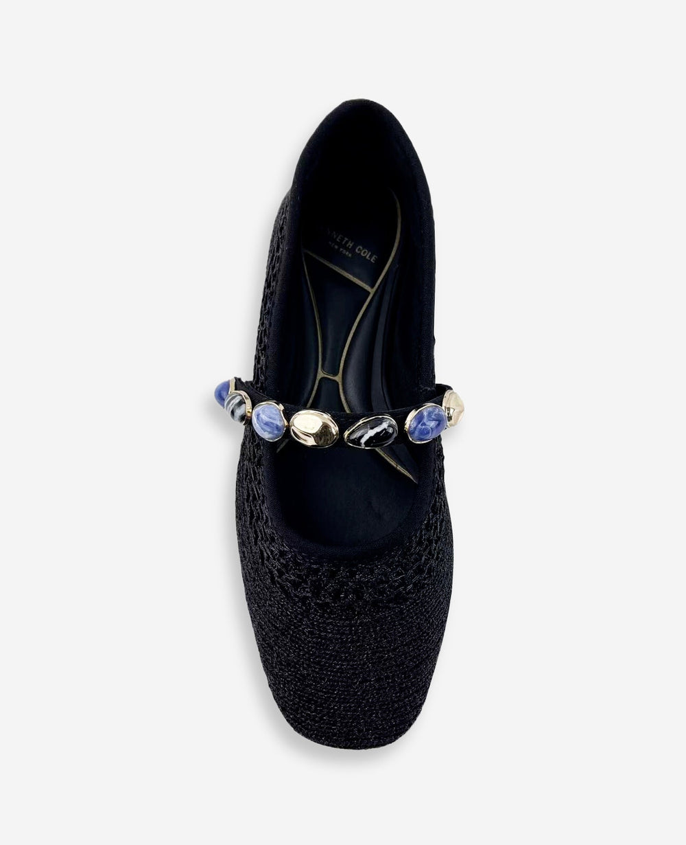 Zeta Woven Knit Stone Embellished Ballet Flat | Kenneth Cole BLACK KNIT