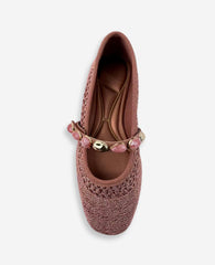 Zeta Woven Knit Stone Embellished Ballet Flat | Kenneth Cole ROSE GOLD KNIT