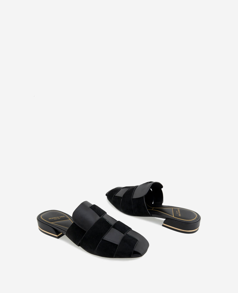 Faina Leather Fisherman Slide Sandal – Black | Kenneth Cole | Kenneth Cole BLACK LEATHER