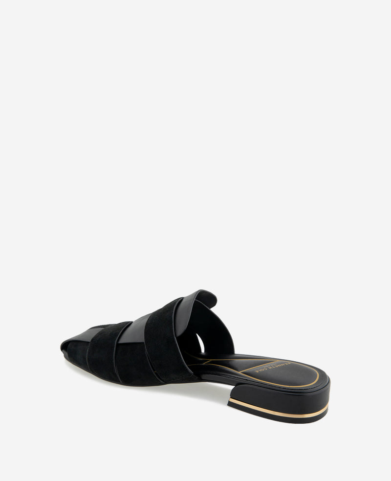 Faina Leather Fisherman Slide Sandal – Black | Kenneth Cole | Kenneth Cole BLACK LEATHER