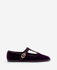 Verona Plum Velvet T-Strap Mary Jane Flat | Kenneth Cole | Kenneth Cole PLUM VELVET