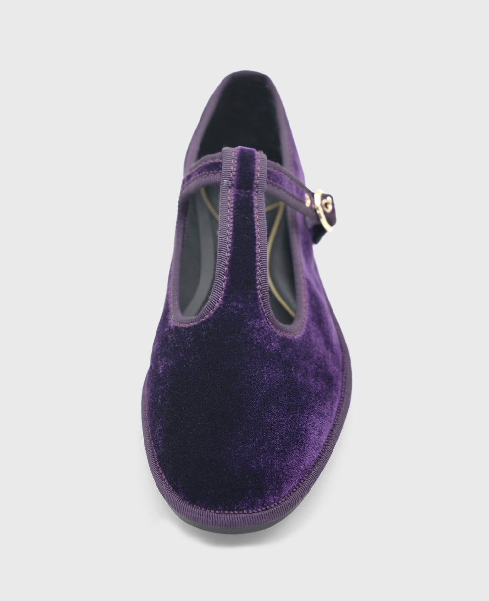 Verona Plum Velvet T-Strap Mary Jane Flat | Kenneth Cole | Kenneth Cole PLUM VELVET