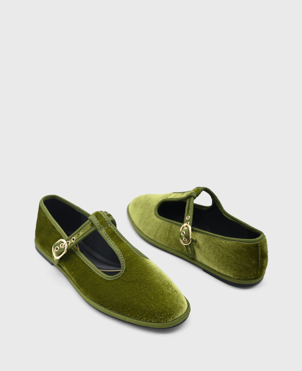 Verona Loden Velvet T-Strap Mary Jane Flat | Kenneth Cole | Kenneth Cole LODEN VELVET