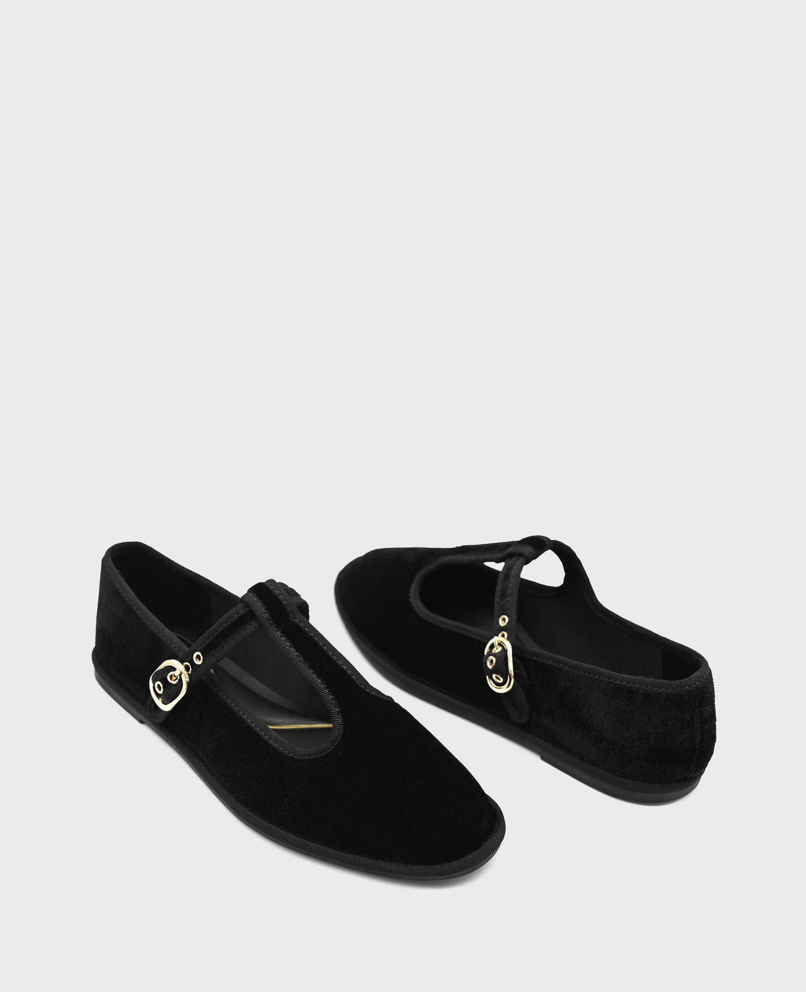 Verona Black Velvet T-Strap Mary Jane Flat | Kenneth Cole | Kenneth Cole BLACK VELVET