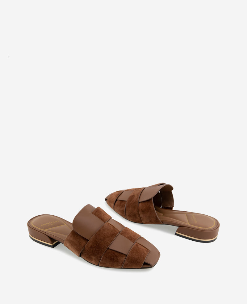 Faina Leather Fisherman Slide Sandal – Brown | Kenneth Cole | Kenneth Cole BROWN LEATHER