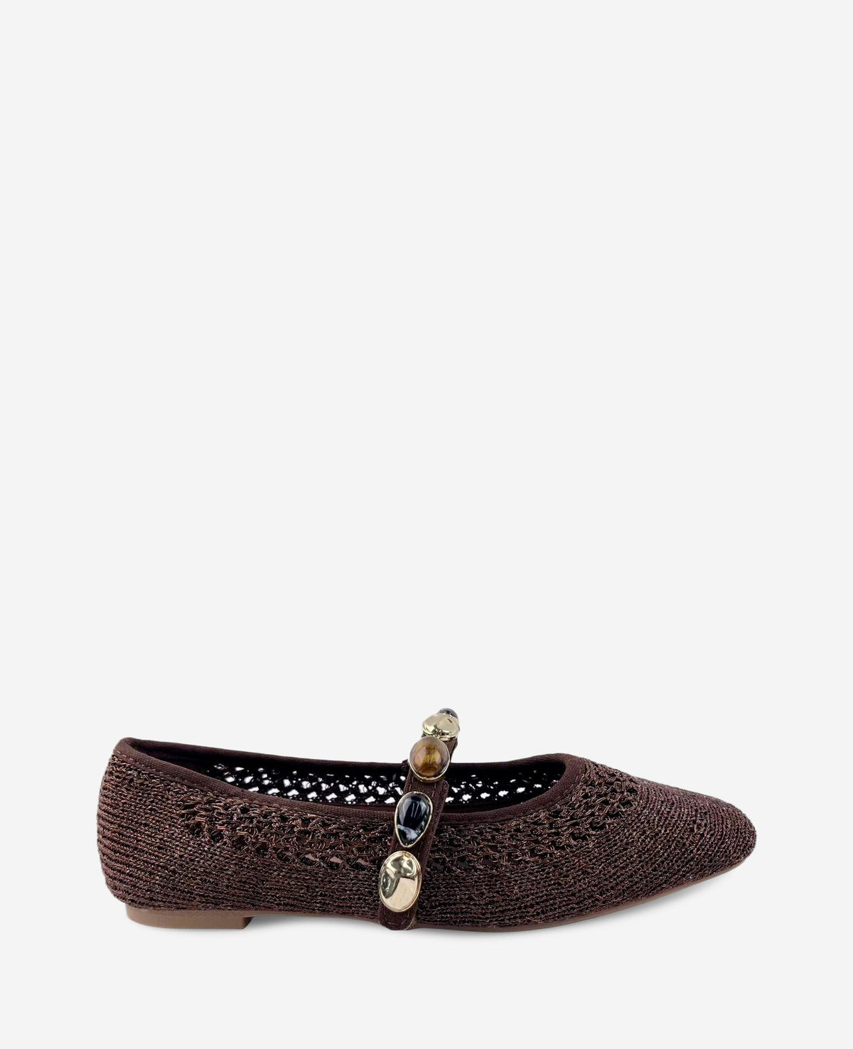 Zeta Woven Knit Stone Embellished Ballet Flat | Kenneth Cole BROWN KNIT