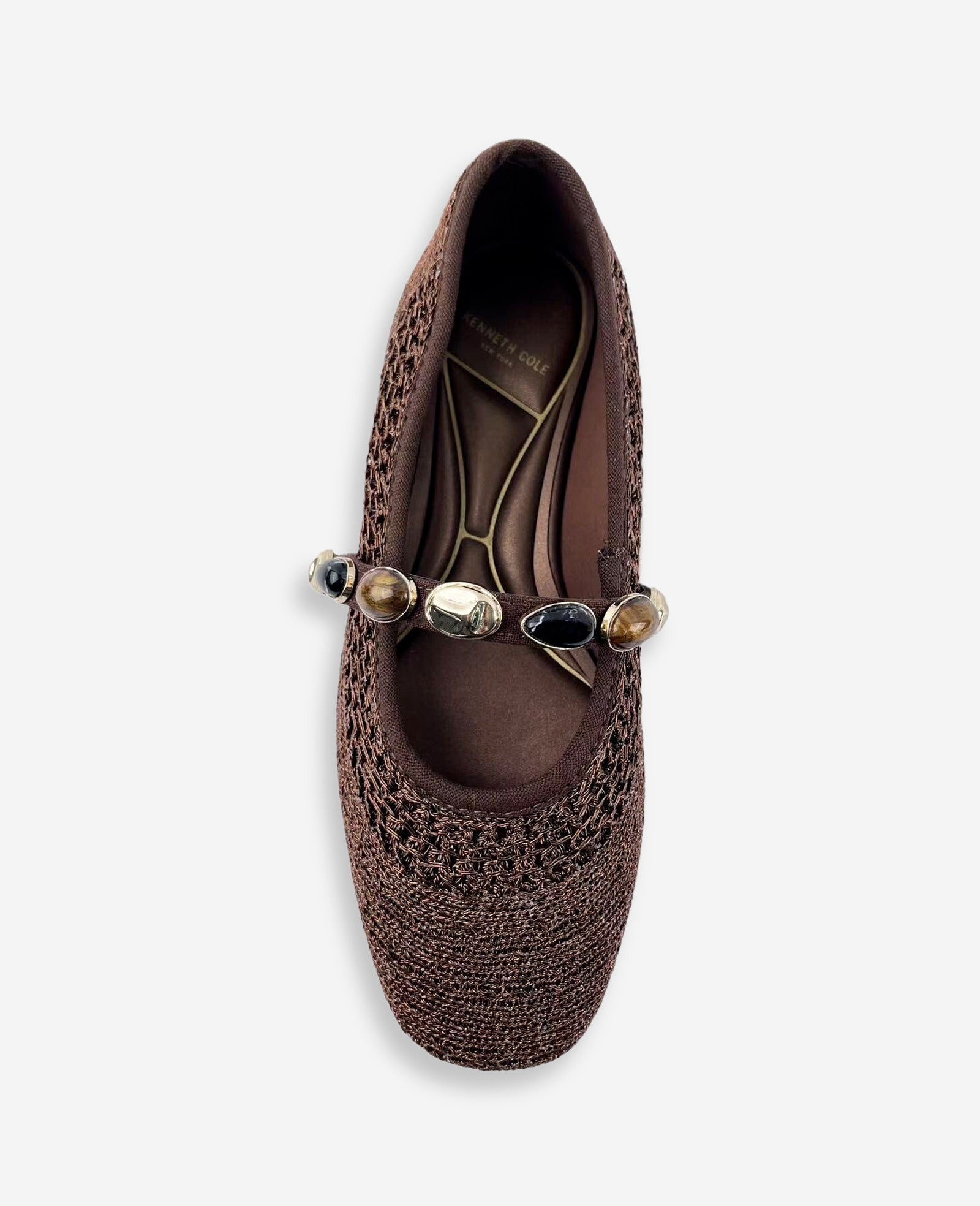 Zeta Woven Knit Stone Embellished Ballet Flat | Kenneth Cole BROWN KNIT