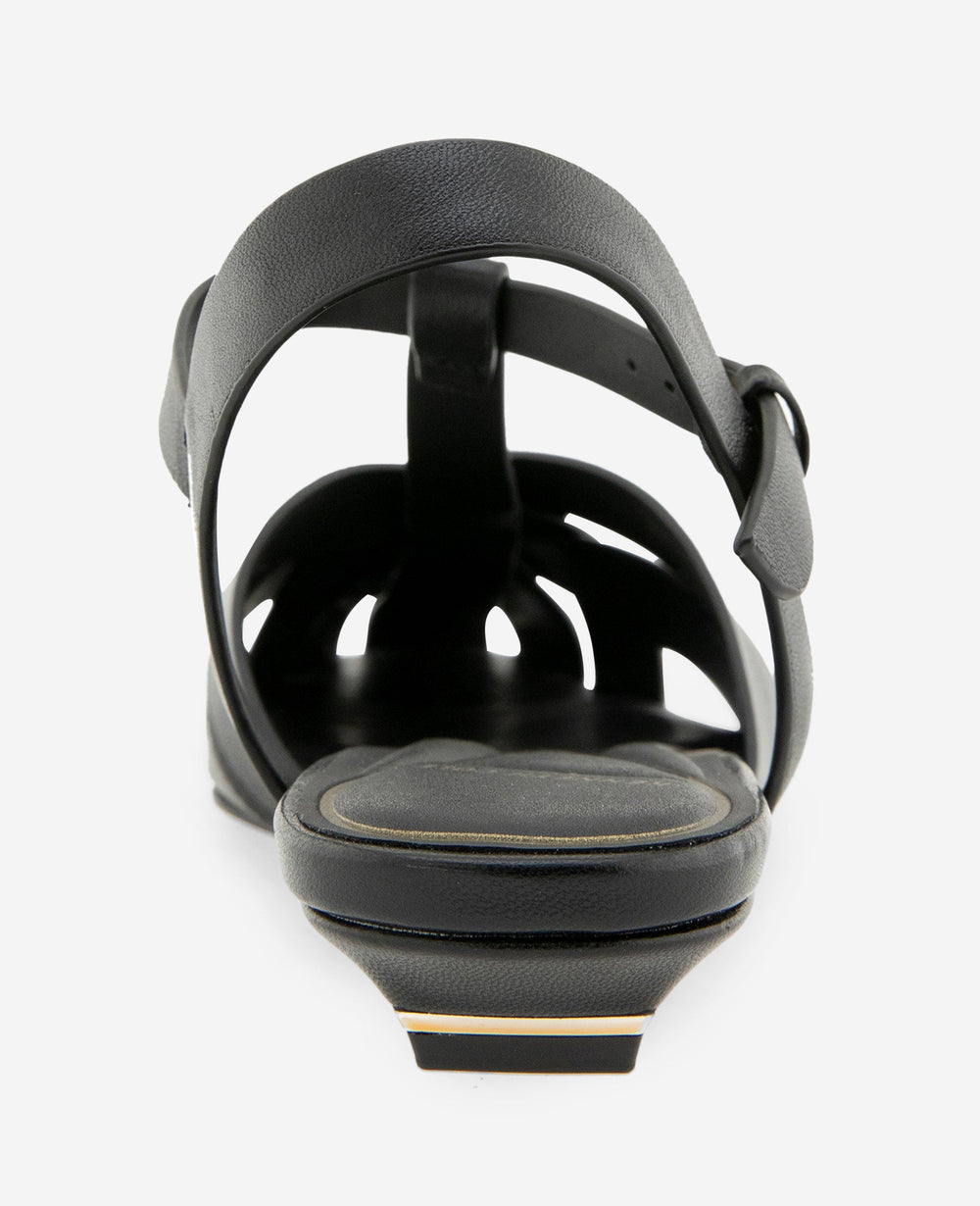 Bindy Woven Leather T-Strap Sandal | Kenneth Cole BLACK LEATHER